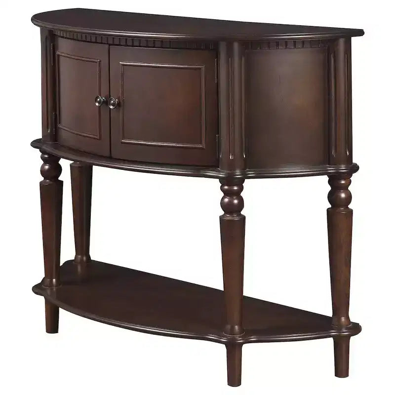 2-door Demilune Wood Entryway Console Table Brown