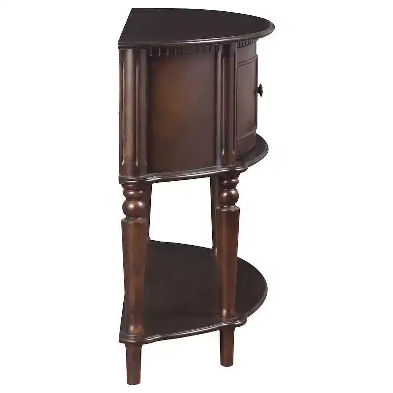 2-door Demilune Wood Entryway Console Table Brown