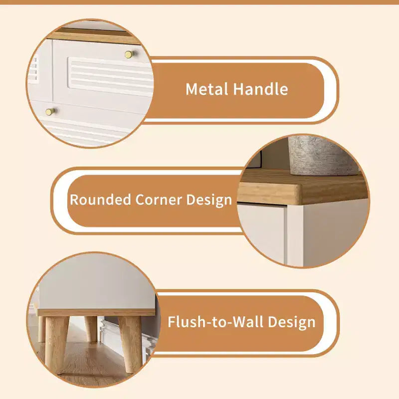Shoe Storage Cabinet with 2 Flip Drawers and 2 Top Drawers for Entryway or Bedroom, Oak White