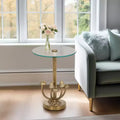 Accent Table Metal Aluminum Tempered Glass Mushroom Base Finish Round Top for Home Office Bedroom Living Room Decor - 20 Gold