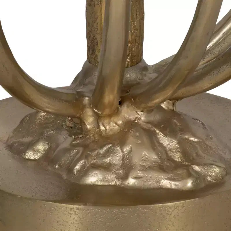 Accent Table Metal Aluminum Tempered Glass Mushroom Base Finish Round Top for Home Office Bedroom Living Room Decor - 20 Gold