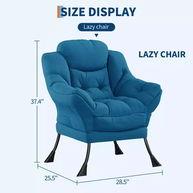 Lazy Chair with Side Pocket, Comfy Accent Lounge Armchair for Living Room, Bedroom, Dorm or Office