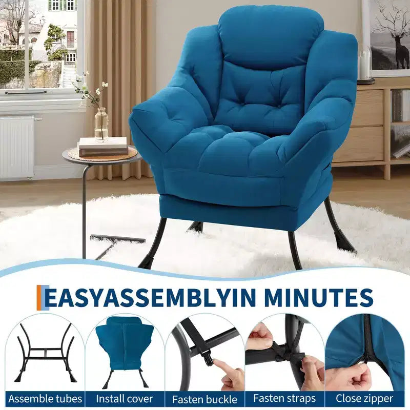 Lazy Chair with Side Pocket, Comfy Accent Lounge Armchair for Living Room, Bedroom, Dorm or Office