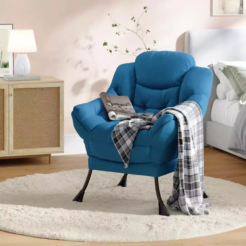 Lazy Chair with Side Pocket, Comfy Accent Lounge Armchair for Living Room, Bedroom, Dorm or Office