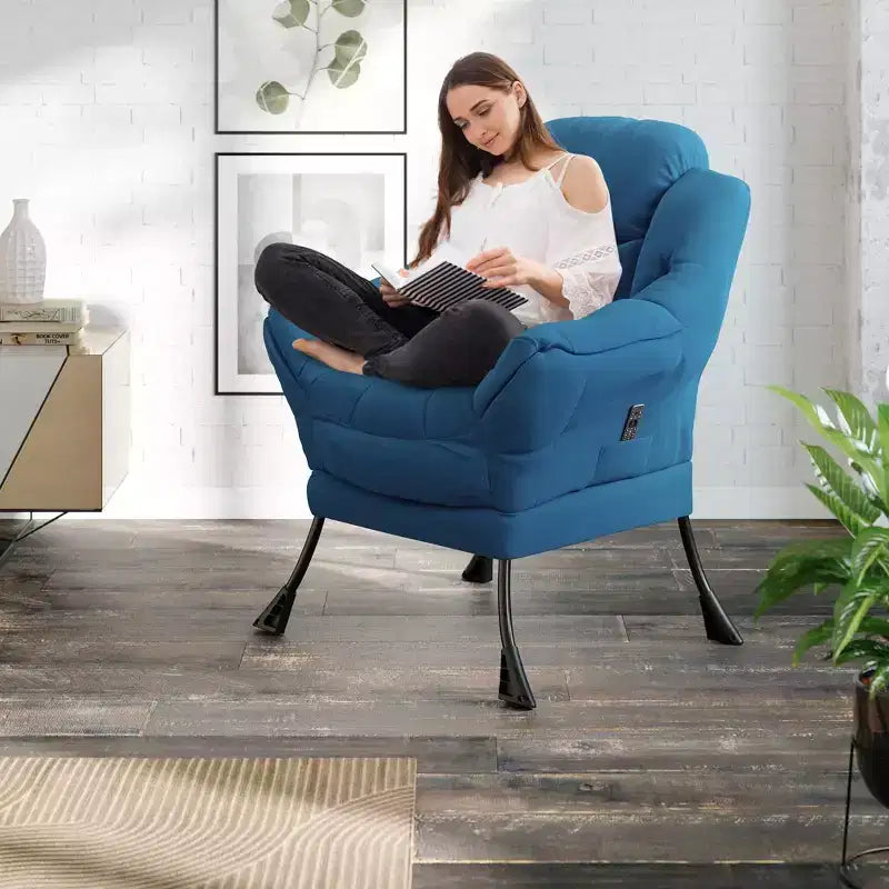 Lazy Chair with Side Pocket, Comfy Accent Lounge Armchair for Living Room, Bedroom, Dorm or Office