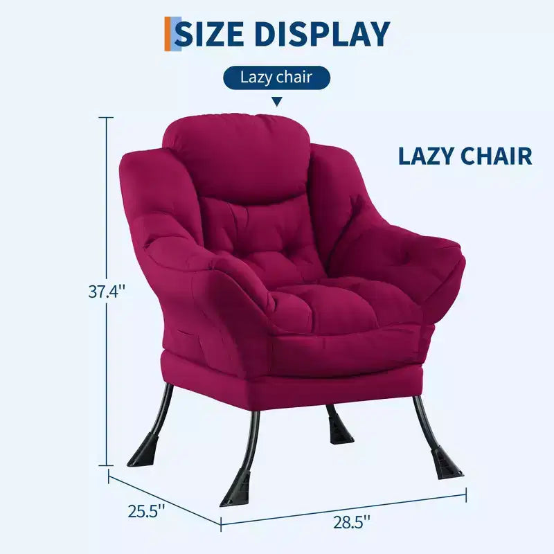 Lazy Chair with Side Pocket, Comfy Accent Lounge Armchair for Living Room, Bedroom, Dorm or Office