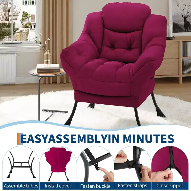 Lazy Chair with Side Pocket, Comfy Accent Lounge Armchair for Living Room, Bedroom, Dorm or Office