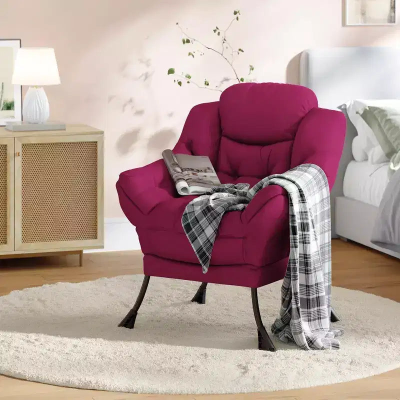 Lazy Chair with Side Pocket, Comfy Accent Lounge Armchair for Living Room, Bedroom, Dorm or Office