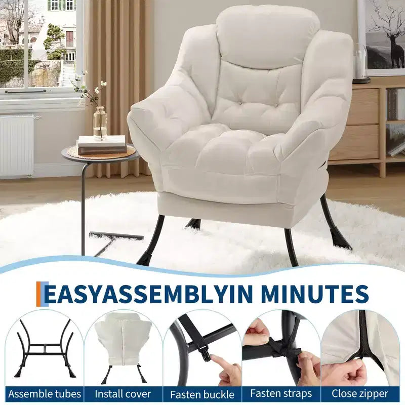 Lazy Chair with Side Pocket, Comfy Accent Lounge Armchair for Living Room, Bedroom, Dorm or Office