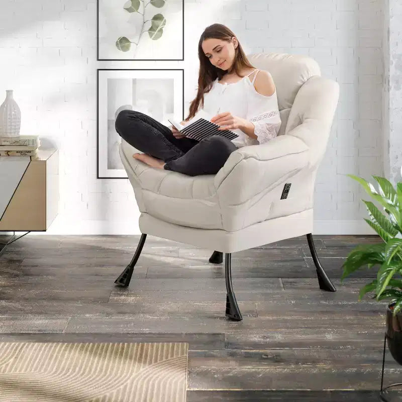 Lazy Chair with Side Pocket, Comfy Accent Lounge Armchair for Living Room, Bedroom, Dorm or Office