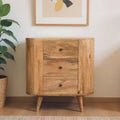 26 in. Oak Solid Wood Oval Accent Cabinet with Three Drawers