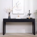 59.2 in. Farmhouse Console Table with 4 Hidden Drawers, Arched Decoration, Accent Table for Living Room, Hallway