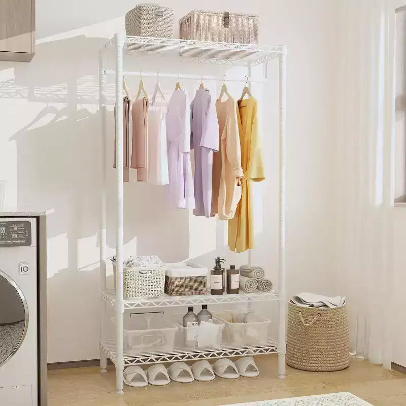 Freestanding Garment Rack, 3-Tier Clothing Rack with Hanging Rod, 660LBS Capacity Metal Wardrobe Storage Organizer