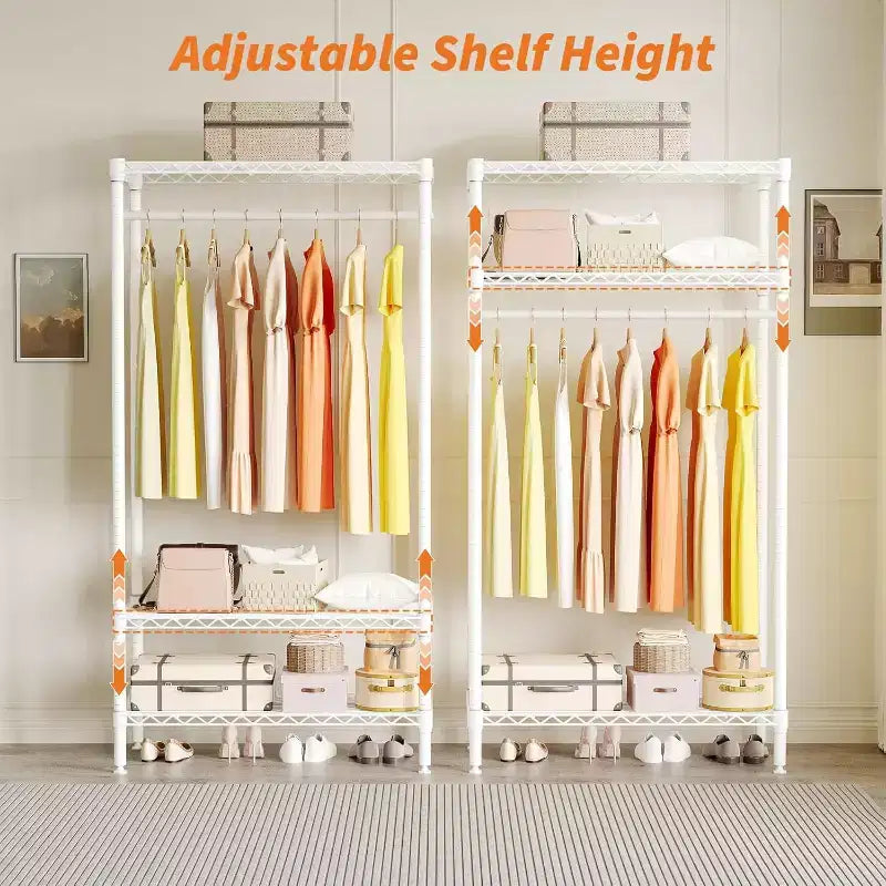Freestanding Garment Rack, 3-Tier Clothing Rack with Hanging Rod, 660LBS Capacity Metal Wardrobe Storage Organizer