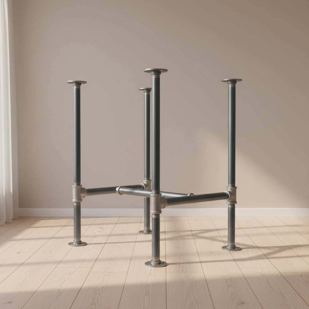 Pipe Decor 1 in. Heavy Duty H Round Flange Pipe Desk Legs - 2 Pack