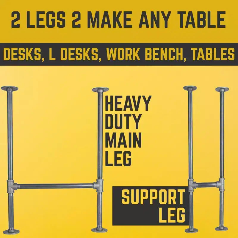 1 in. Heavy Duty H Round Flange Pipe Desk Legs, 2 Pack