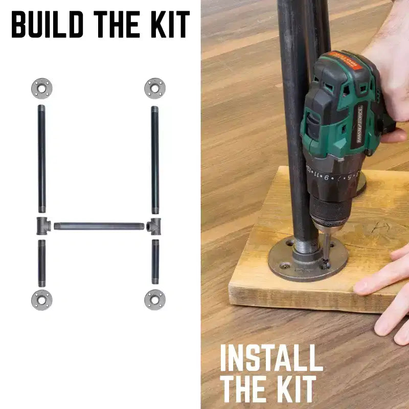 1 in. Heavy Duty H Round Flange Pipe Desk Legs, 2 Pack