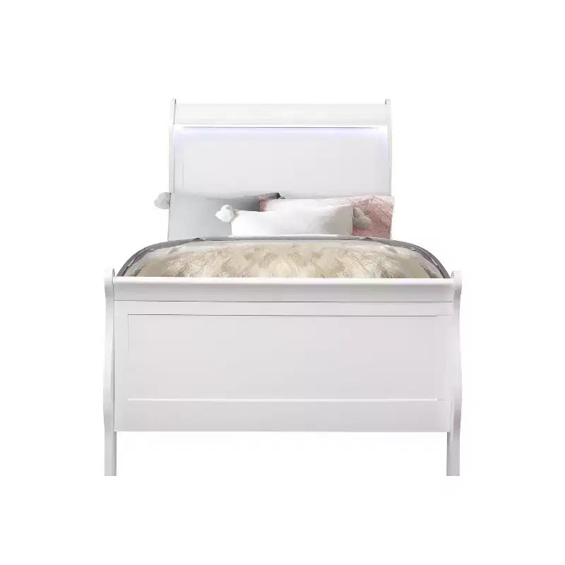 HomeStock 47 in.H Twin Size White with Beds with Headboards made of Plastic Bed Frame