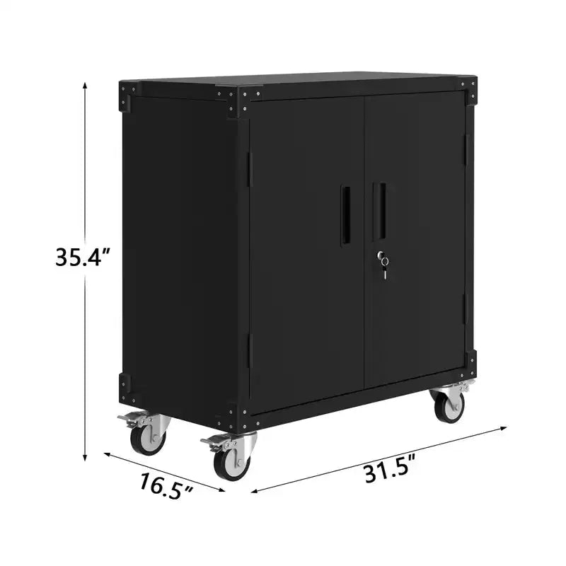 Rolling Tool Cabinet, Metal Garage Storage Cabinet with Adjustable Shelves &Lockable &Wheels for Home Office Workshop, Rust Resistant, Easy Assembly