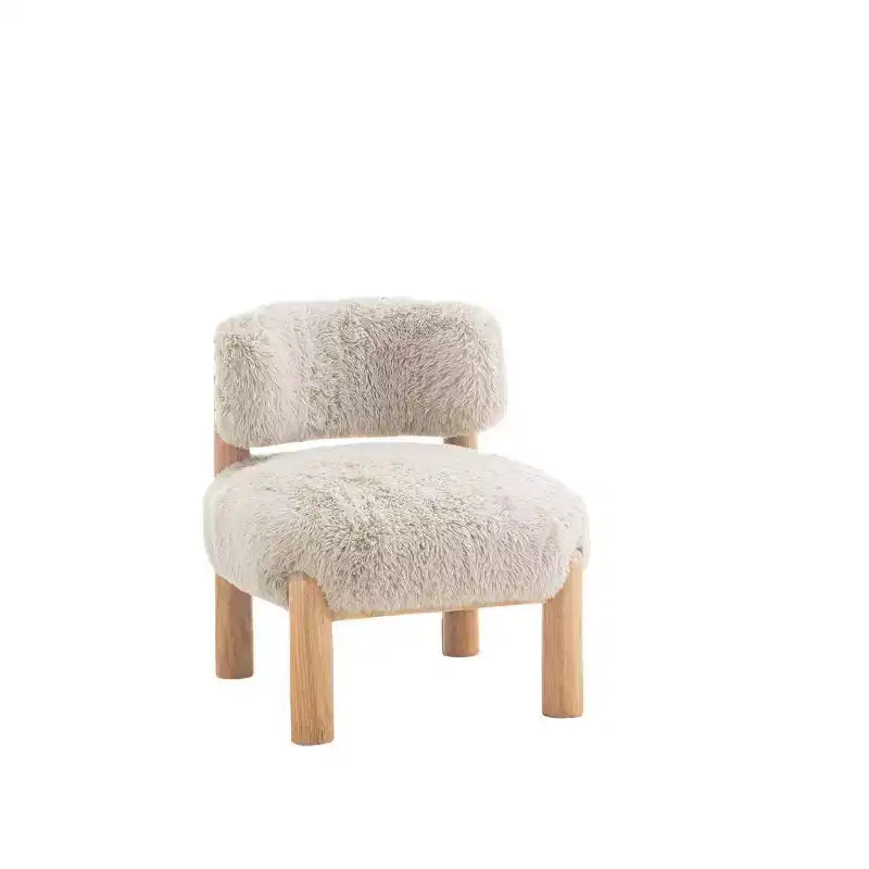 Modern Faux Fur Accent Chair with Wooden Legs