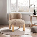 GDFStudio Evans Modern Faux Fur Accent Chair with Wooden Legs