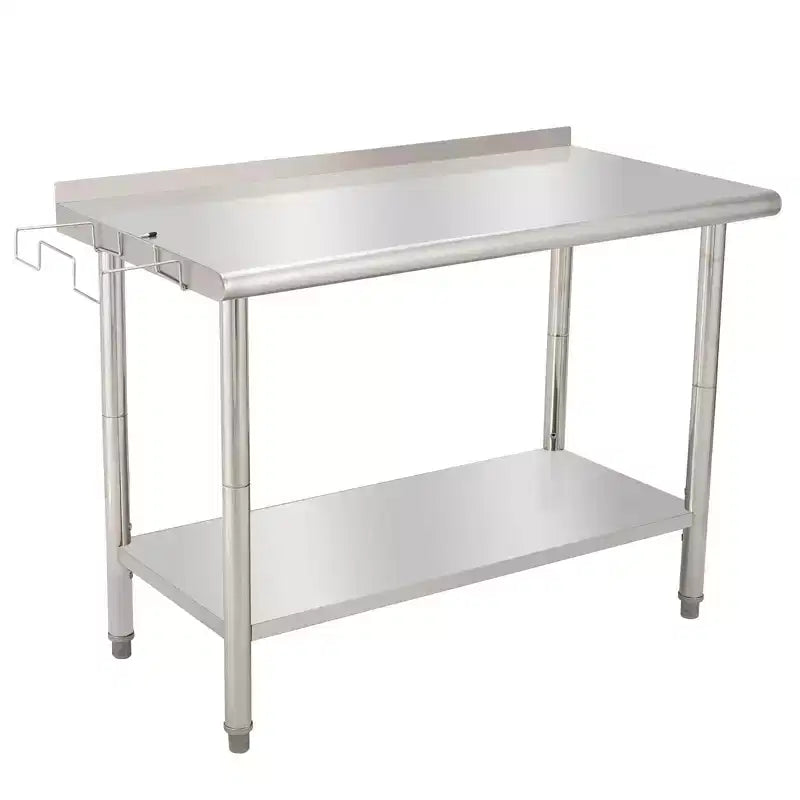 Stainless Steel Table Prep & Work Table 24 x 48 Inches NSF Heavy Duty Commercial with Backsplash
