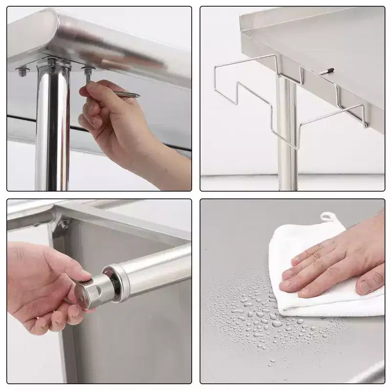 Stainless Steel Table Prep & Work Table 24 x 48 Inches NSF Heavy Duty Commercial with Backsplash