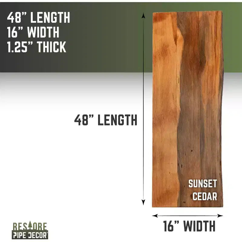 Sunset Cedar Solid Live Edge Wood Console Tabletop, Reclaimed Distressed Finish