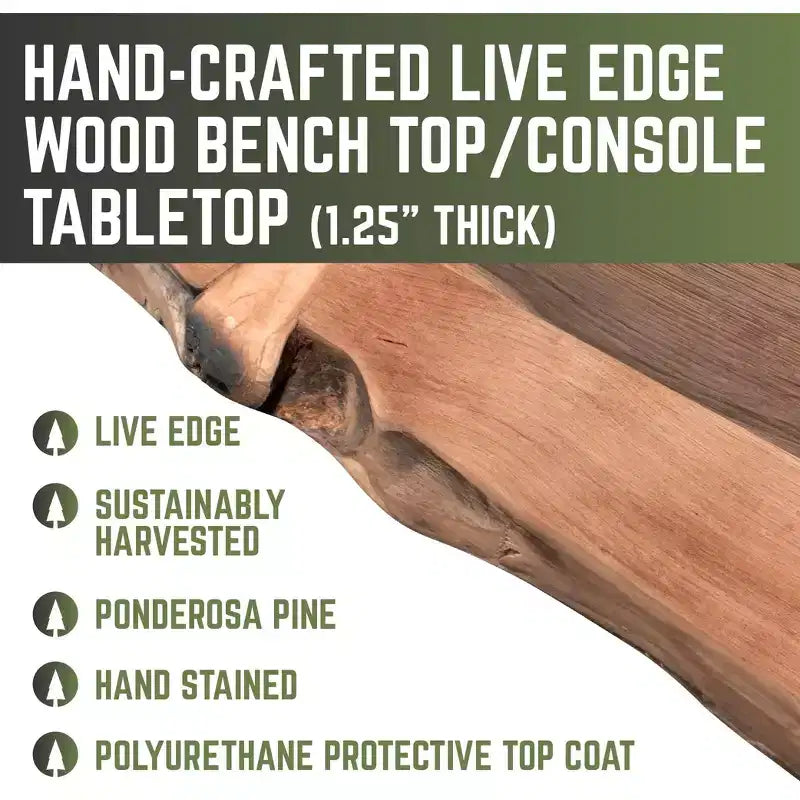 Sunset Cedar Solid Live Edge Wood Console Tabletop, Reclaimed Distressed Finish
