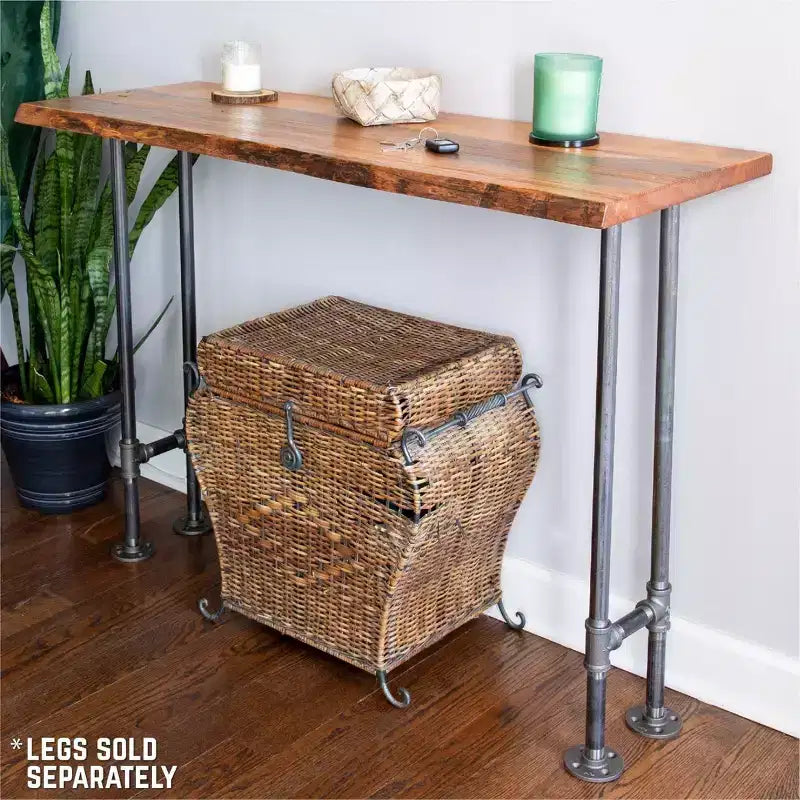 Sunset Cedar Solid Live Edge Wood Console Tabletop, Reclaimed Distressed Finish