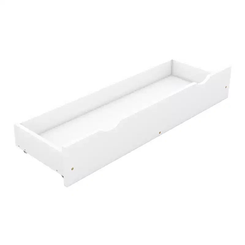 Queen Size House Platform Bed with 2 Storage Drawers, Wood Kids Bed Frame with Shelves and Guardrail