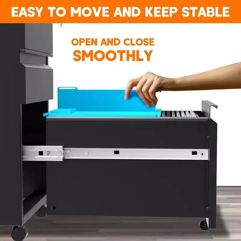 3 Drawer Mobile File Cabinet with Lock and Wheels, 24 Office Lateral Filing Cabinet Under Desk Metal Filing Cabinet