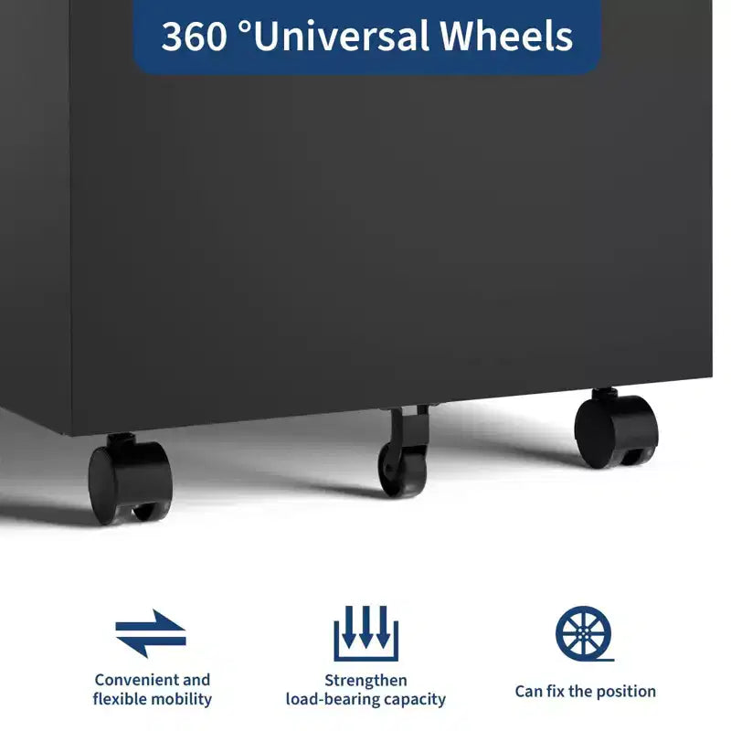 3 Drawer Mobile File Cabinet with Lock and Wheels, 24 Office Lateral Filing Cabinet Under Desk Metal Filing Cabinet