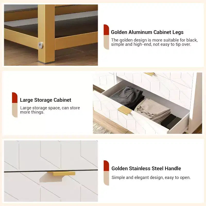 6-Drawer Dresser, Modern Wooden Bedroom Chest of Drawers With Storage Drawers, Farmhouse Style TV Stand for Living Room, Bedroom, Hallway