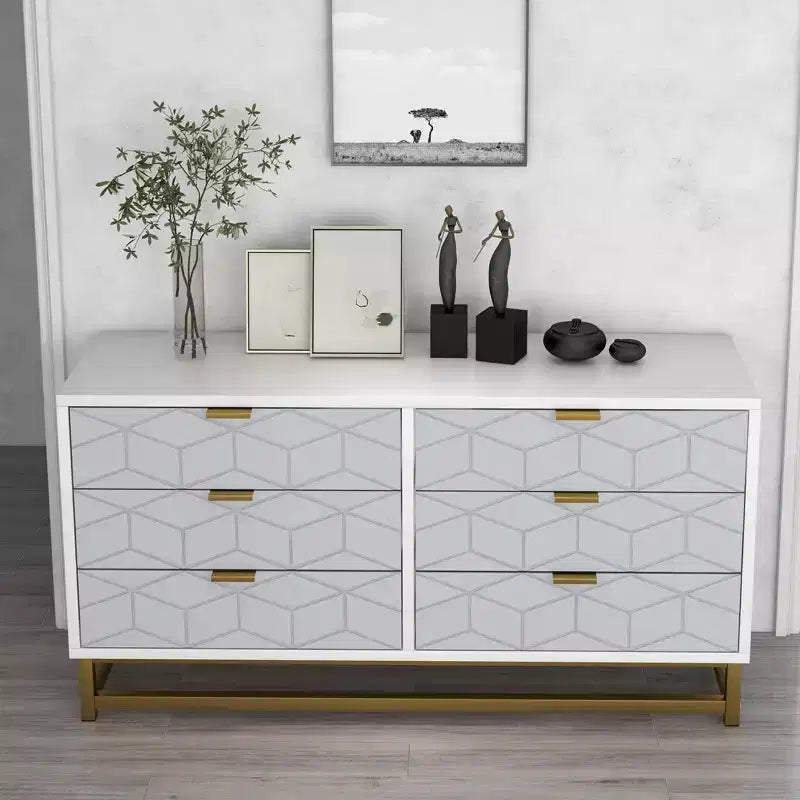 6-Drawer Dresser, Modern Wooden Bedroom Chest of Drawers With Storage Drawers, Farmhouse Style TV Stand for Living Room, Bedroom, Hallway