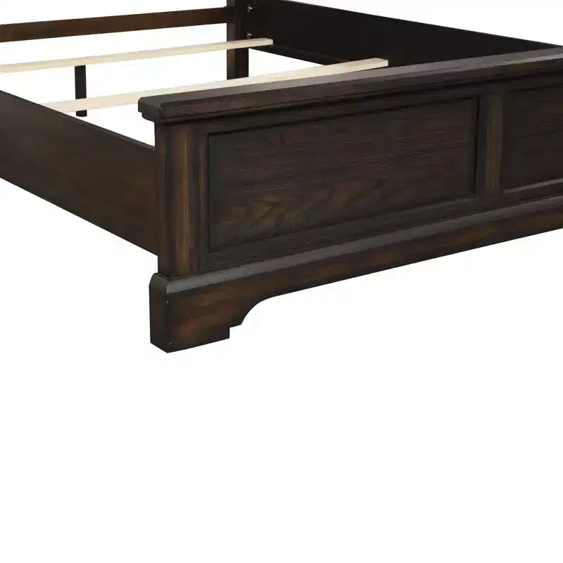 Traditional Queen Size Sleigh Bed, Solid Pine with Mahogany Finish