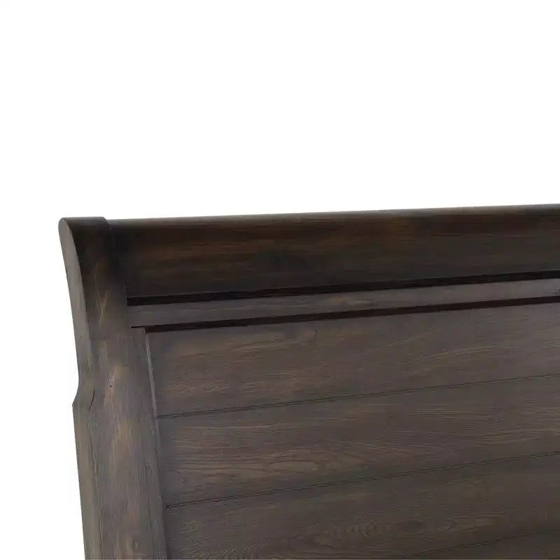 Traditional Queen Size Sleigh Bed, Solid Pine with Mahogany Finish
