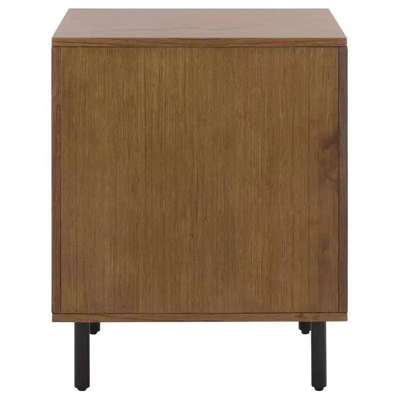 1 Drawer 1 Shelf Nightstand, Walnut, Metal Frame with MDF Surface