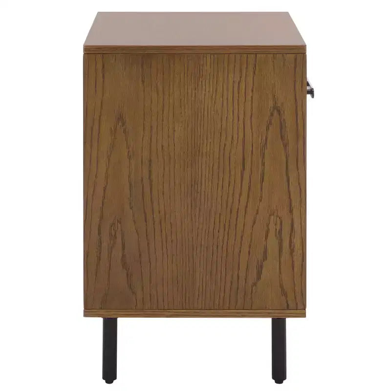 1 Drawer 1 Shelf Nightstand, Walnut, Metal Frame with MDF Surface