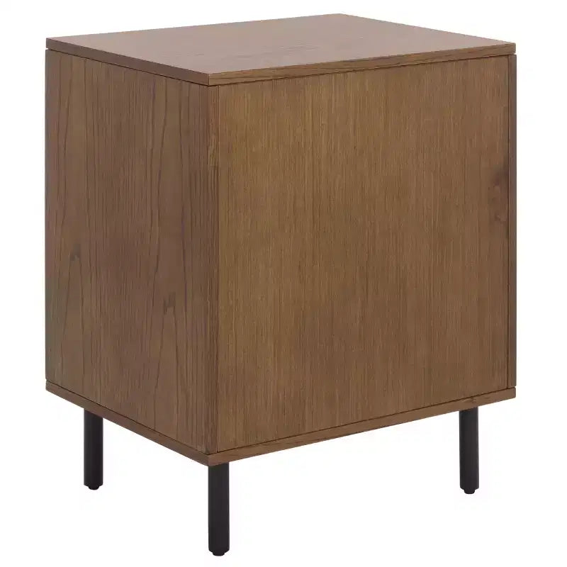 1 Drawer 1 Shelf Nightstand, Walnut, Metal Frame with MDF Surface
