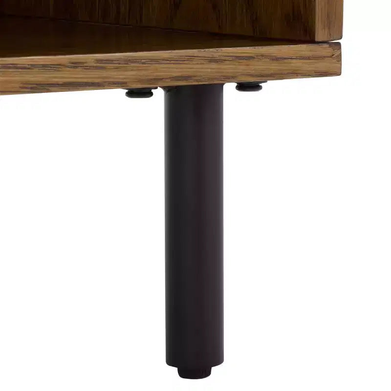 1 Drawer 1 Shelf Nightstand, Walnut, Metal Frame with MDF Surface