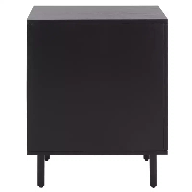 1 Drawer 1 Shelf Nightstand, Walnut, Metal Frame with MDF Surface