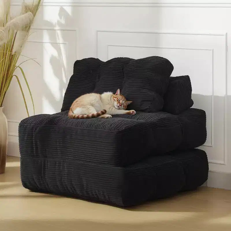 3-in-1 Folding Convertible Sofa Bed with Pillow Foldable Matress with Back Support, Comfy Portable Sleeper Chair Floor Sofa Lounge for Living Room
