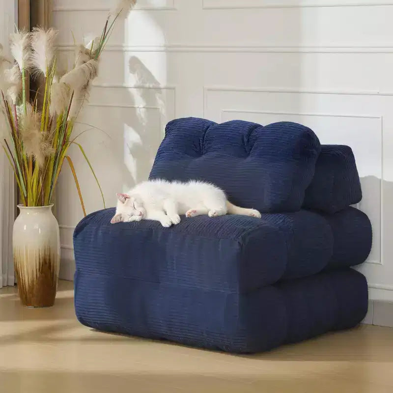 3-in-1 Folding Convertible Sofa Bed with Pillow Foldable Matress with Back Support, Comfy Portable Sleeper Chair Floor Sofa Lounge for Living Room