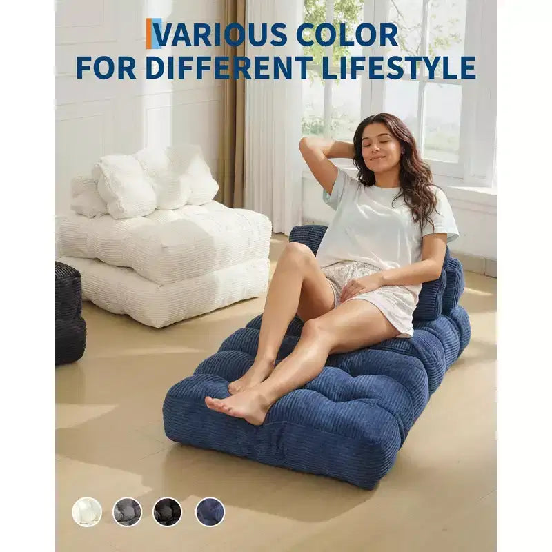3-in-1 Folding Convertible Sofa Bed with Pillow Foldable Matress with Back Support, Comfy Portable Sleeper Chair Floor Sofa Lounge for Living Room