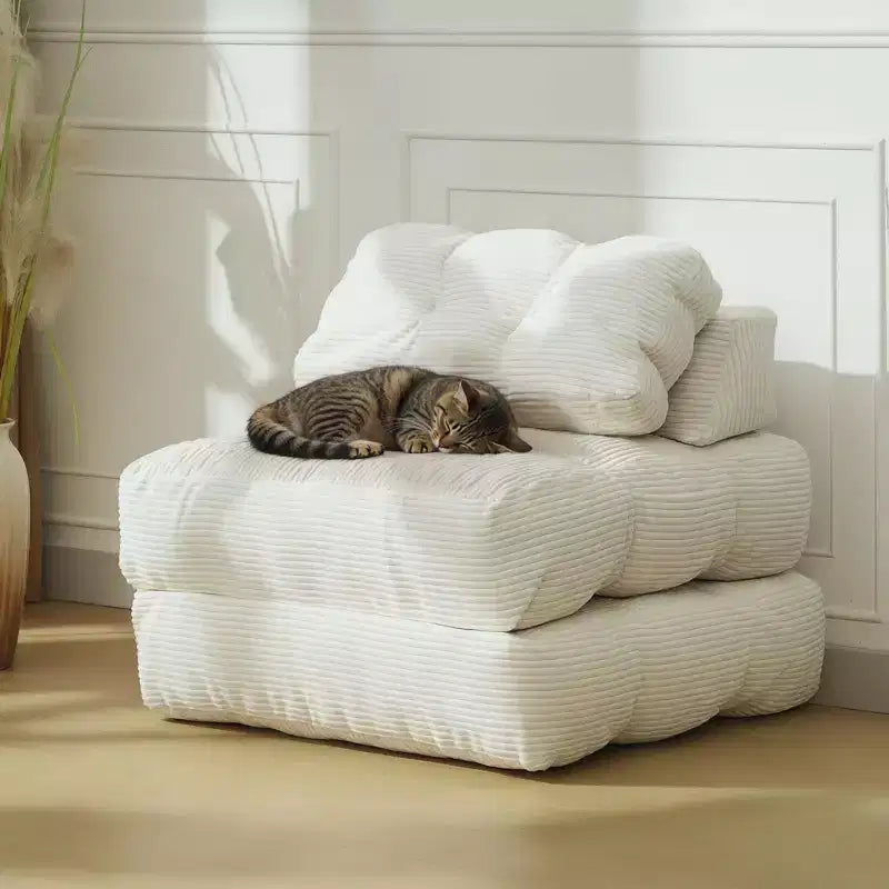 3-in-1 Folding Convertible Sofa Bed with Pillow Foldable Matress with Back Support, Comfy Portable Sleeper Chair Floor Sofa Lounge for Living Room