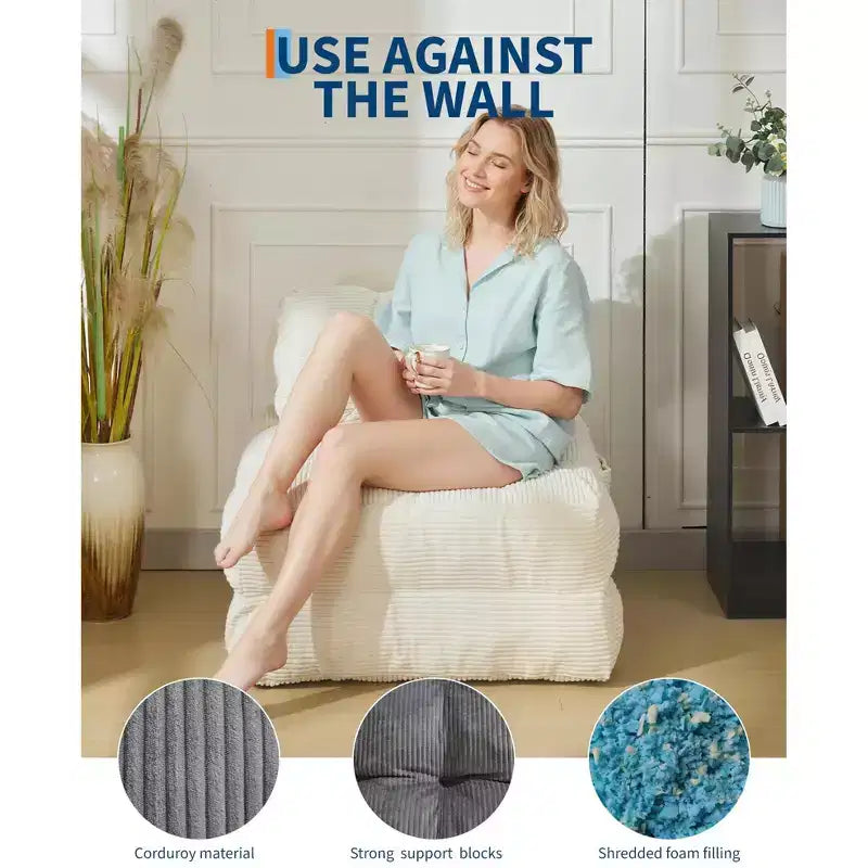 3-in-1 Folding Convertible Sofa Bed with Pillow Foldable Matress with Back Support, Comfy Portable Sleeper Chair Floor Sofa Lounge for Living Room