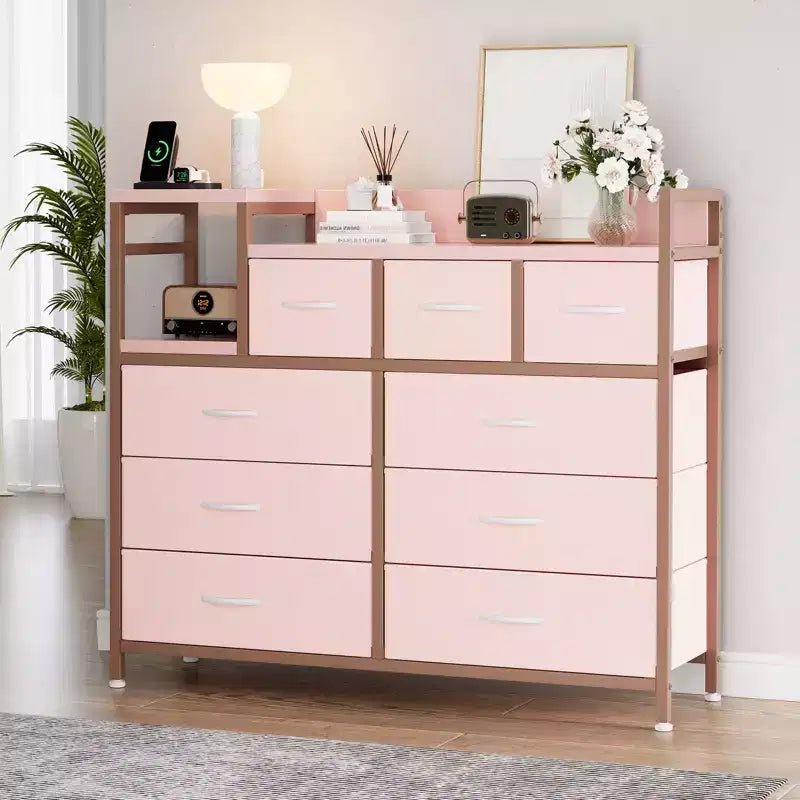 Bedroom storage cabinet, nine-drawer dresser, multi-storage storage cabinet, modern design, easy to assemble, suitable for living room, hallway