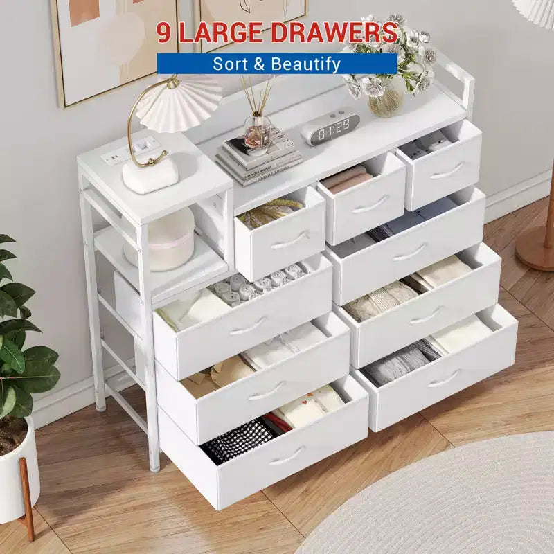 Bedroom storage cabinet, nine-drawer dresser, multi-storage storage cabinet, modern design, easy to assemble, suitable for living room, hallway