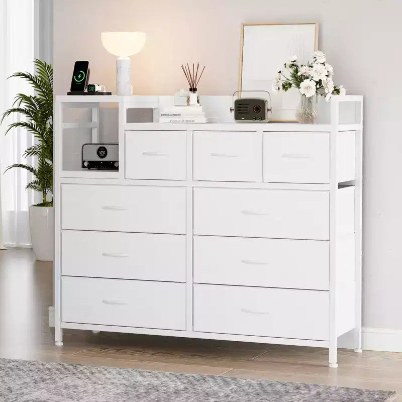 Bedroom storage cabinet, nine-drawer dresser, multi-storage storage cabinet, modern design, easy to assemble, suitable for living room, hallway